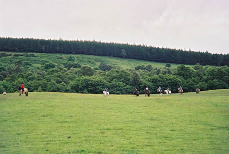 Students riding through countryside